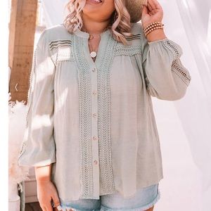 Green button down top